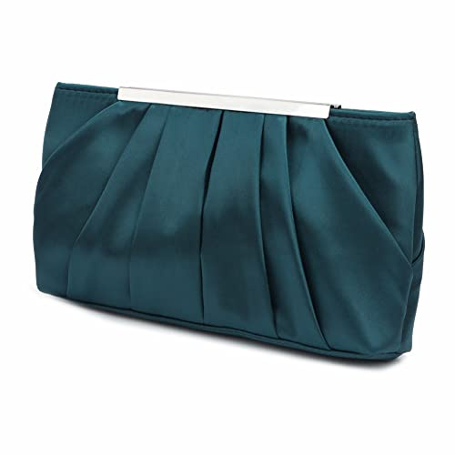 Jywmsc Sac de soirée en satin pour femme Élégant sac à main de soirée plissé en satin pour femme Argenté Sac à main de mariage