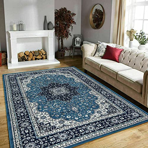 Online Bedding store Area Rugs – New luxury Beautiful modern traditional Area Rugs - Luxury Vintage Design carpet for hallway rugs (Blue, 60 * 110cm (2 ft x 3 ft 7 inch))