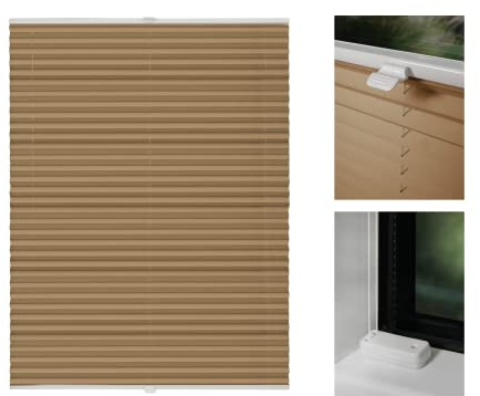 metablo Thermoplissee nach Maß Plissee zum Bohren Innendekoration Sicht und Sonnenschutz Wärmeschutz Fensterplissee für viele Gößen Cappuccino B: 91-100 cm, H: 151-200 cm