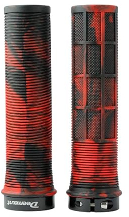 Styrhandtag cykelstyre grepp TPR halkfri MTB landsvägscykel handtag ändgrepp stötsäker med aluminiumlåsring cykelgrepp (färg: Svart röd)