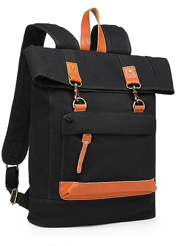 KONO Canvas-Rucksack, große Kapazität, lässiger College-Tagesrucksack für Damen und Herren, Anti-Diebstahl-Laptop-Tasche, passend für bis zu 39,6 cm, leichte Schultasche für Reisen, Arbeit, Einkaufen