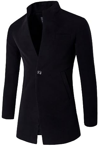 Fulidngzg Cappotto Uomo Invernale Elegante Monopetto Lana Trench Sottile Casual Spolverino Slim Fit Cappotto Outerwear Business Soprabito Lavoro Colletto Risvolto
