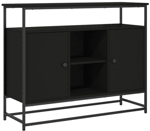 vidaXL Sideboard, Kommode mit viel Stauraum, Highboard Wohnzimmerschrank mit verstellbaren Beinen, Schrank Anrichte Beistellschrank, Schwarz Holzwerkstoff