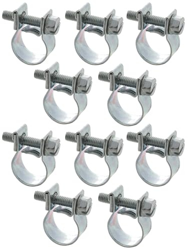 cyclingcolors 10x Collier de Serrage Mini à Visser Durite Essence Carburant Tuyau Auto Moto Scooter Tondeuse Mobylette Fixation, 6-8mm