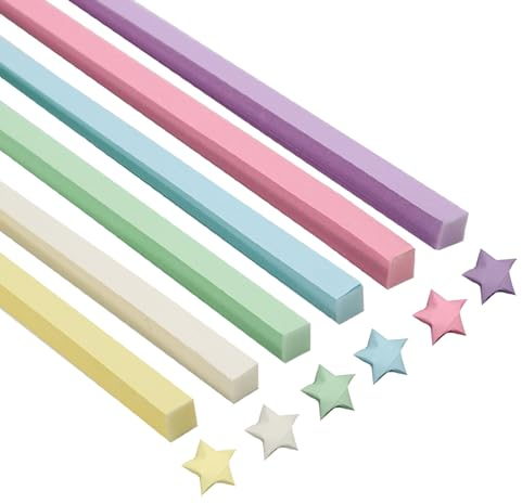 1080 Sheets Folding Origami Strips, 6 Solid Colors Double Sided Pastel Star Paper for Stress Relief DIY Crafts (6)