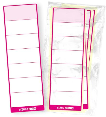 itenga 50x Ordneretiketten Ordnerrückenschild für breite Ordner I Aufkleber für Ordnerrücken selbstklebend aus Haftpapier 6x19cm (pink)