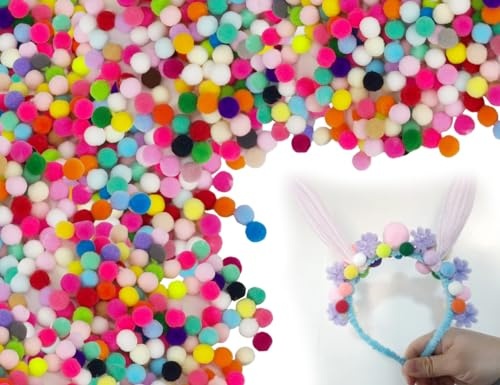 Lhbwhiz 200 Pompon, Mini Palline di Feltro Colorate per Lavoretti, Palline Soffici Multicolori, Pompon, Palline di Peluche, Divertenti Lavoretti Creativi Fai da Te Artigianato, per Ghirlande (20 mm)