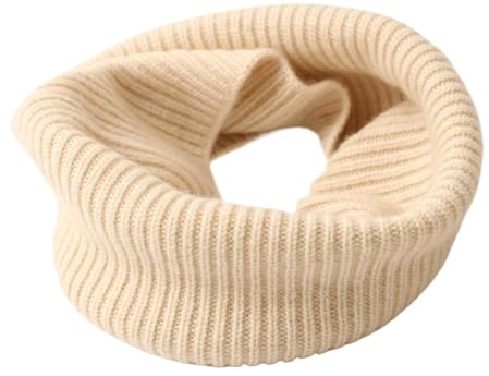 Prettystern ribbstickad män kvinnor kashmir loop halsduk kashmir unisex krage insats rund halsduk vinter tubhalsduk, Vitbeige, One size