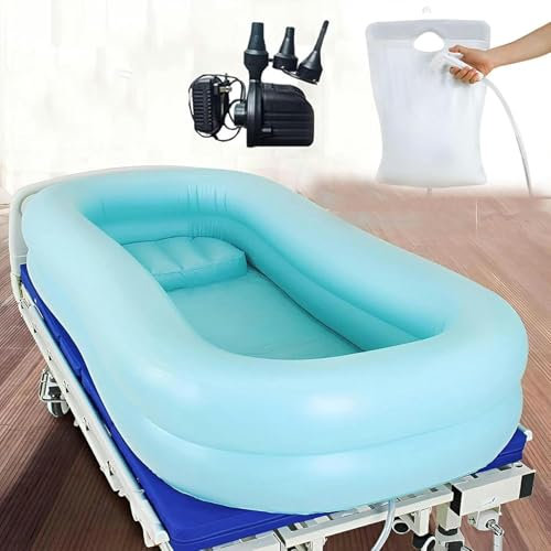 BTOIASYHF Aufblasbare Badewanne Header Duschkit Duschbadewanne Mit Aufblasbarer Luftpumpe Und 10 -Liter -Wasserbeutel, Bettbad, Erwachsene Badwerkzeuge Für Ältere Menschen, Ältere Menschen,