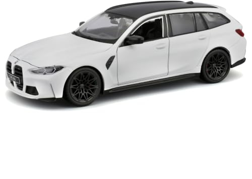 Bburago BMW M3 Touring G81, weiß - Modellauto 1:24 Die-Cast Originalgetreues Sammlerauto Spielzeugauto mit beweglichen Türen, ab 3+ (18-21112W)