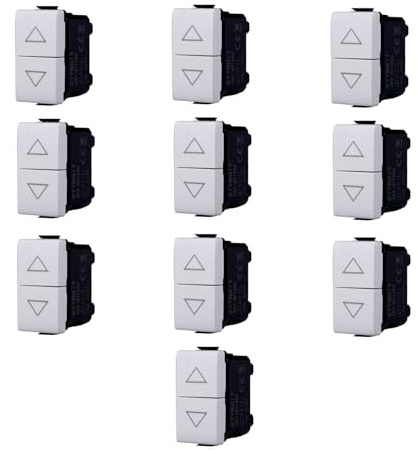 Moduli Bianchi, Compatibile Con Bticino Matix, interruttori, pulsanti, deviatori, dimmer, sensori, PIR, buzzer, Per Placche originali e compatibili (10x, interruttore Sali-scendi interbloccato)