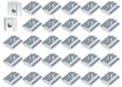 Comioke Dado Scorrevole con Scanalatura a T, 30 Pezzi Dadi con Scanalatura a T, T Nuts Acciaio al Carbonio per Profilo in Alluminio Serie 30 (M8)