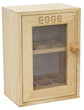 Wooden egg storage cabinet holds 12 eggs - vintage-style egg holder for kitchen worktops