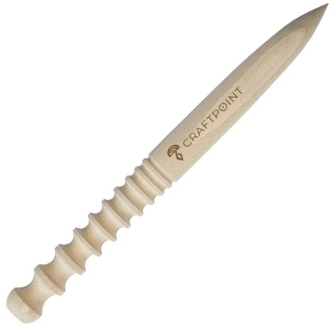 CRAFTPOINT Leder Kantenpolierer, 22 cm mit 10 Rillen, Buchenholz Wood Slicker, Lederwerkzeug für Kantenbearbeitung