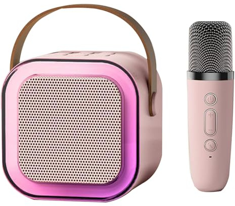 Macchina per karaoke con microfono wireless portatile per adulti e altoparlante karaoke BT 5.0 Luci RGB espandibile 64G TF Card Type-C Cuffie Auxin Monitoraggio per riunioni di festa
