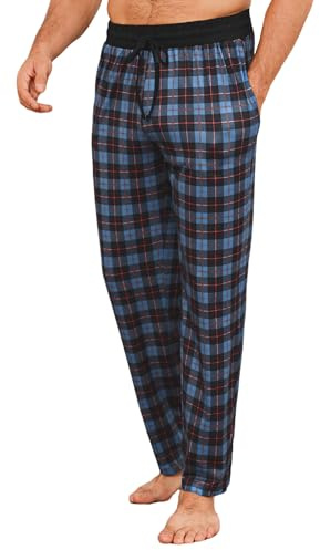 Marvmys Pantaloni Pigiama Uomo Cotone Lungo Pantalone Pigiama a Quadretti Abbigliamento da Casa Uomo con Tasche
