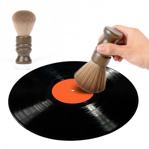 SpinTunes Vinyl Record Cleaning Brush, Anti-Static Ultra Soft Microfiber Bristles, Wooden Handle LP Record Cleaner for Vinyl Albums, LP & CD