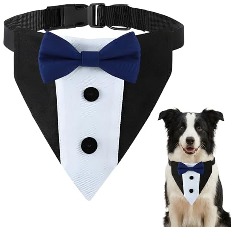 NiceNaiils Hundehalstuch L, Halstuch Hund für Hochzeit & Party, Fliege für Hunde mit Anzug-Design, weich & leicht, Verstellbares Halsband für mittlere Hunde, Schickes Haustier Kostüm Zubehör