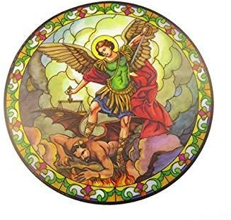 St. Michael suncatcher Stained Glass Window Sticker Reusable 6 inch Sun Catcher