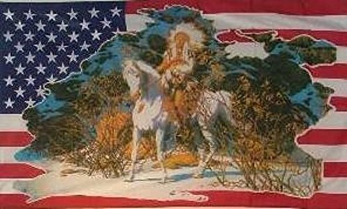 U24 Fahne Flagge USA Indianer auf Pferd Motiv II 90 x 150 cm