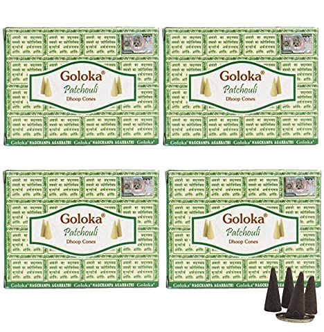 Encens Indien Goloka Patchouli - Lot de 4 boîtes de 10 cônes