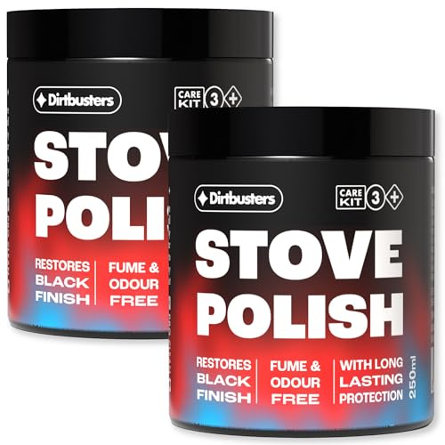 Dirtbusters Stove Polish For Log Burners & Grates Restore To Black, Alternative To Stove Paint (2x250ml)