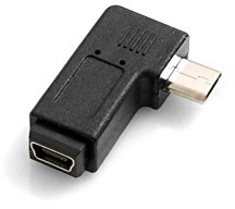 System-S Mini USB Hembra a Micro USB Macho 90 ° Adaptador de ángulo Recto