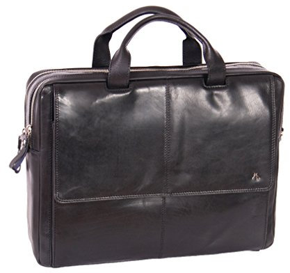 Echtes Leder Aktenkoffer A124 Schwarz Laptop Organizer Arbeit Geschäftstasche