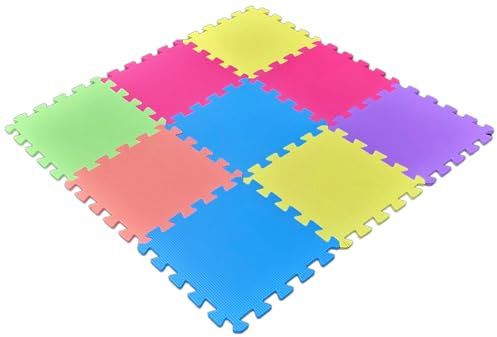 18 x Soft Foam Puzzle Play Mat Tiles – Interlocking EVA Baby Floor Mats – 29cm x 29cm – Thick, Padded & Non-Toxic Tummy Time, Crawling & Playpen Mat for Babies & Toddlers – Indoor & Outdoor Use