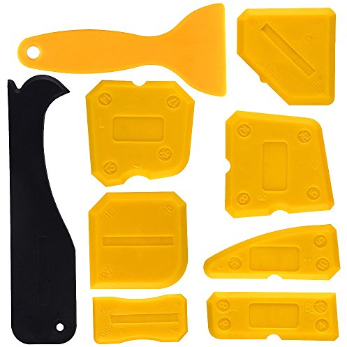 Kuuqa Silicone Sealant Scraper Smoothing Tool Caulking Tool Kit Grout Finishing Tools for Bathroom Kitchen Room，Set of 9