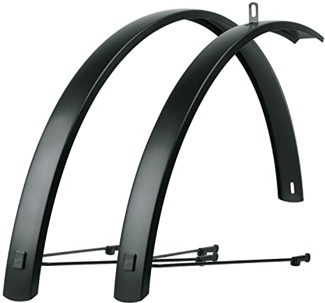 SKS Germany Edge al 46 Set Set parafanghi, Accessori per Biciclette (parafanghi in Alluminio, Alta stabilità, Facile Montaggio, Adatto a Quasi Tutti i telai, con Sistema di Sicurezza ESC), Nero
