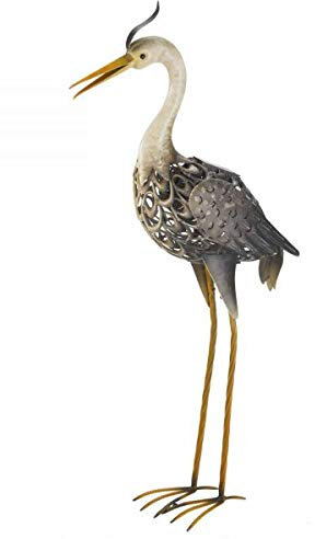 Garden mile Solar Light Up Heron with Multicoloured LED Lights Copper Effect Metal Animal Sculptures Garden Ornaments Decoration Solar Powered Outdoor Ornaments 72cm
