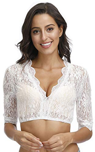 ELFIN dam polerblus kort ärm spets nätt blus elegant halvbarm blus från 34–42