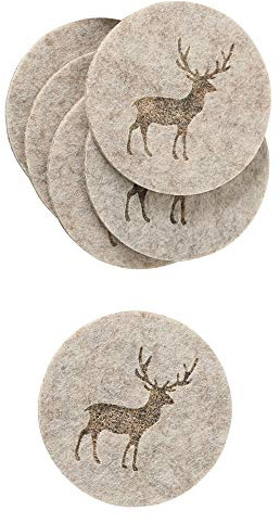 Boltze Home Collections Untersetzer Tjark Ø 10 cm - 6er Set - (beige Hirsch)