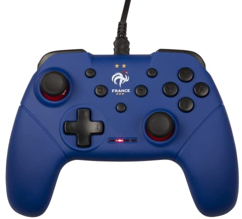 Konix FFF Mando con cable para Nintendo Switch, Switch 2 y PC - Función de vibración - Cable de 3 m - Azul