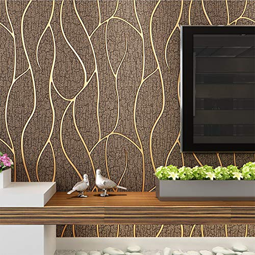 Modern Simple 3D Imitation Deerskin Non-Woven Curve Pattern Wallpaper for Living Room Bedroom TV Background Dark Brown Non-Pasted 1.73' W x 32.8' L