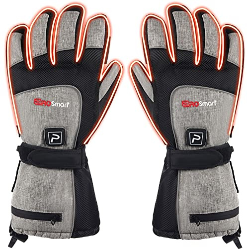 Guantes Calefactables Recargables Guante de Calentamiento Eléctrico - Guantes Calentamiento Térmico con Batería 4400mAh para Hombres Mujeres Esquí Invierno Senderismo Caza Cámping (M, Negro-Gris)
