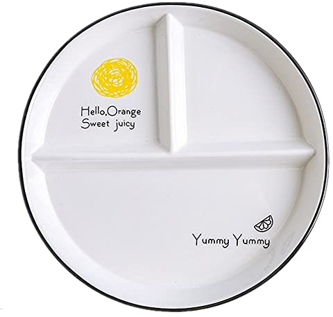 Onepine Platos Redondo de Porcelana con 3 Compartimentos Plato para Dieta Ceramica Plato de Ensalada Plato de Postre Delicado y Elegante