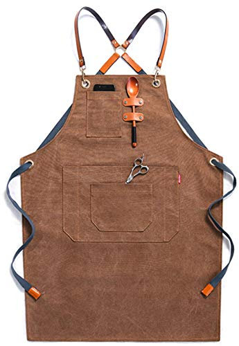 fayengan Arbeitsschürze Herren,Robuste Werkzeugschürze Für Männer, Arbeitsschürze Mit Werkzeugtaschen Für Küche, Garten, Keramik, Werkstatt, Garage Und Mehr (Color : Yellow, Size : XL)