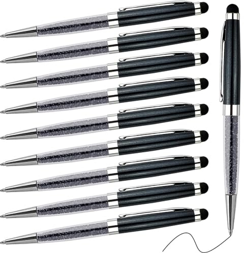 Kugelschreiber mit Gravur, luxuriöser Business-Stift mit Stylus-Spitze, schwarze Tinte, Ersatzminen, hochwertige Stifte, personalisierbar mit Namen, Nachricht auf den Stiften, Geschenkstift-Set
