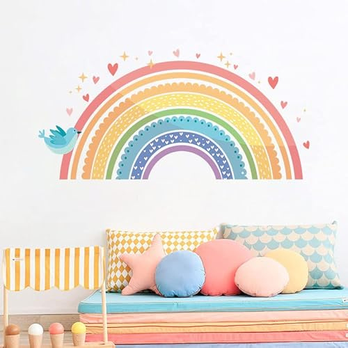 HGDESIGN® Väggtatuering väggdekal väggdekal stor regnbåge barnrum babyrum barn baby flicka väggdekoration
