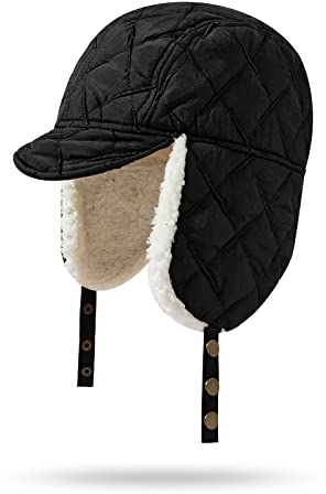 CLAPE Winddicht Fliegermütze Herren Damen Winter Trappermütze Faux Fur Trapper Bomber Hat Lammfell Earflap Wintermütze Uschanka Hat