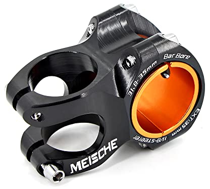 MEISCHE Black MTB Stem Mountain Bike Stem for 31.8/35mm Clamp Short Bar Riser 35mm/1.38inch Length Bicycle Handlebar Extender