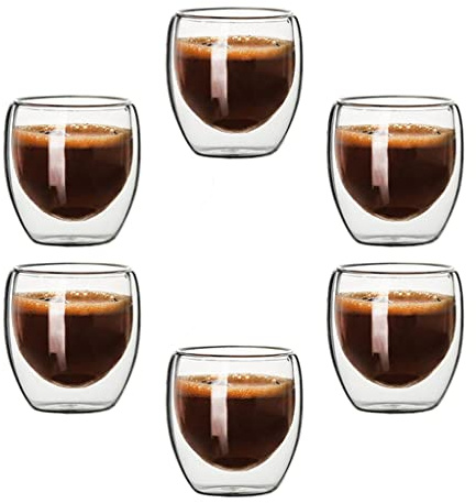 Samnuerly 80ML Double Wall Glass Cup Transparent Handmade Tea Drink Cups MINI Whisky Cup Espresso Coffee Cup (Color : A, Size : One size) (A One Size)