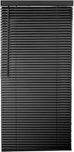 PVC Venetian Blind Easy Fit Privacy Curtains 25mm Thin Slats Trimmable Metal Headrail & Fittings Blinds Windows Treatment Shutters Twist Open Close for Home Office (Black, 240cm Width x 150cm Drop)