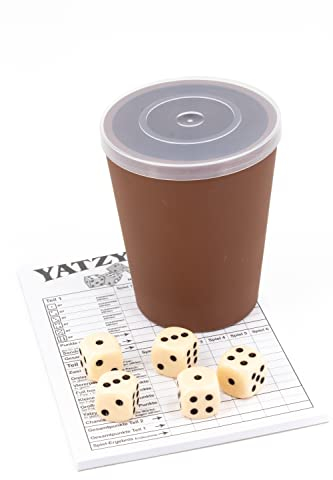 WeLoveDice DiceCupFlex - Flexibler Würfelbecher mit Deckel inkl. 5 Würfel & Block - Made in Germany (Elfenbein)
