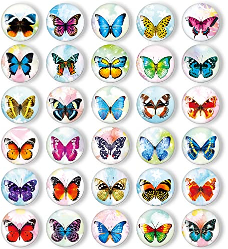 MORCART 30 Stück Magnete für Magnettafel, Schmetterling Kühlschrankmagnete, Magnete Dekorative für Kühlschrank, Whiteboard, Pinnwand, Küche, Tafeln, Büro Kinder und Erwachsene Geschenk