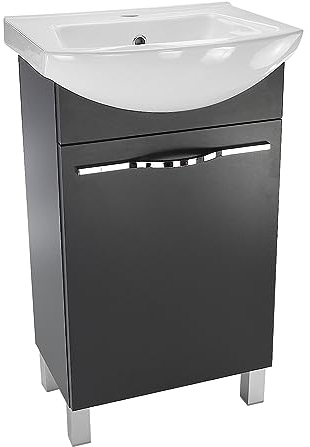 paplinskimoebel Armadietto da bagno con lavandino, 50 x 40 x 84,5 cm, mobiletto per bagno, piccoli ospiti, lavabo con mobiletto da 50 cm - bianco (Grafite)