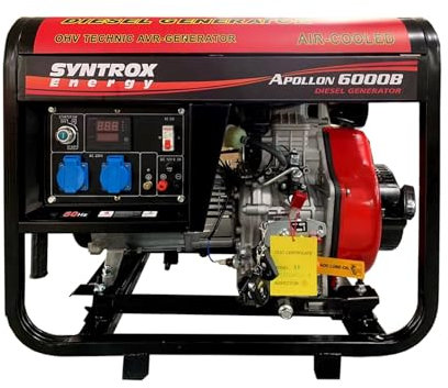 Syntrox Stromerzeuger, Notstromaggregat, Akuzo, Krisensichere Stromversorgung, 220 Volt, 4,6 kW, Dieselgenerator, Diesel Notstromgenerator, Umweltfreundlich, Camping,Einfache Bedienung