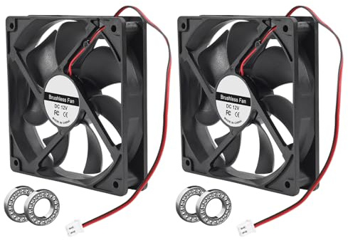 AITRIP 2 Stück 12025 12V Lüfter, Bürstenloses Doppelkugellager120 x 120 x 25 mm, 12 cm, 120 mm, Gleichstrom, Kühlventilator für Computergehäuse CPU-Kühlern, Heizkörpern